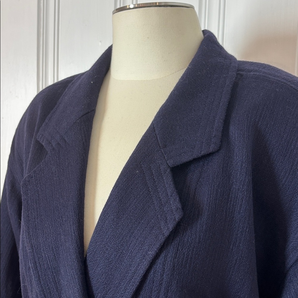 Vintage Navy Blazer & Pants Set – Soft Tailored Two-Piece - Size M to L - Picture 9 of 13